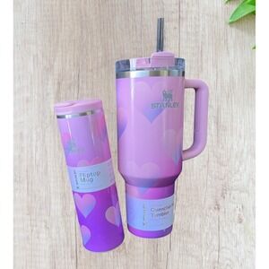 Stanley Valentine Hearts Bundle 40oz Quencher H2.0 + Flip Top Mug Pink Target